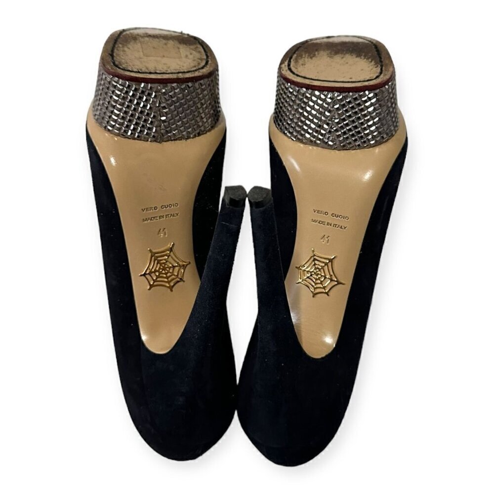Charlotte Olympia Dolly‎ Platform Pumps with Metal Platform, 41 EU, Navy Suede - Picture 12 of 16